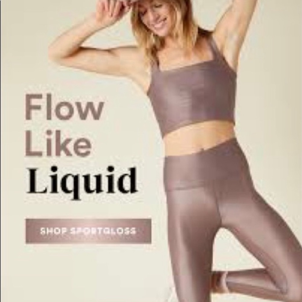 Tan BEYOND YOGA Leggings and Sports Bra set
